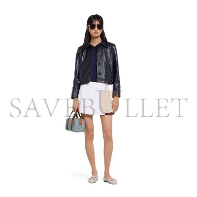 GUCCI SHINY LEATHER JACKET WITH HORSEBIT 815063